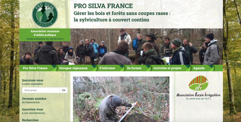 Page d'accueil du site Pro Silva France silviculture et gestion forestière